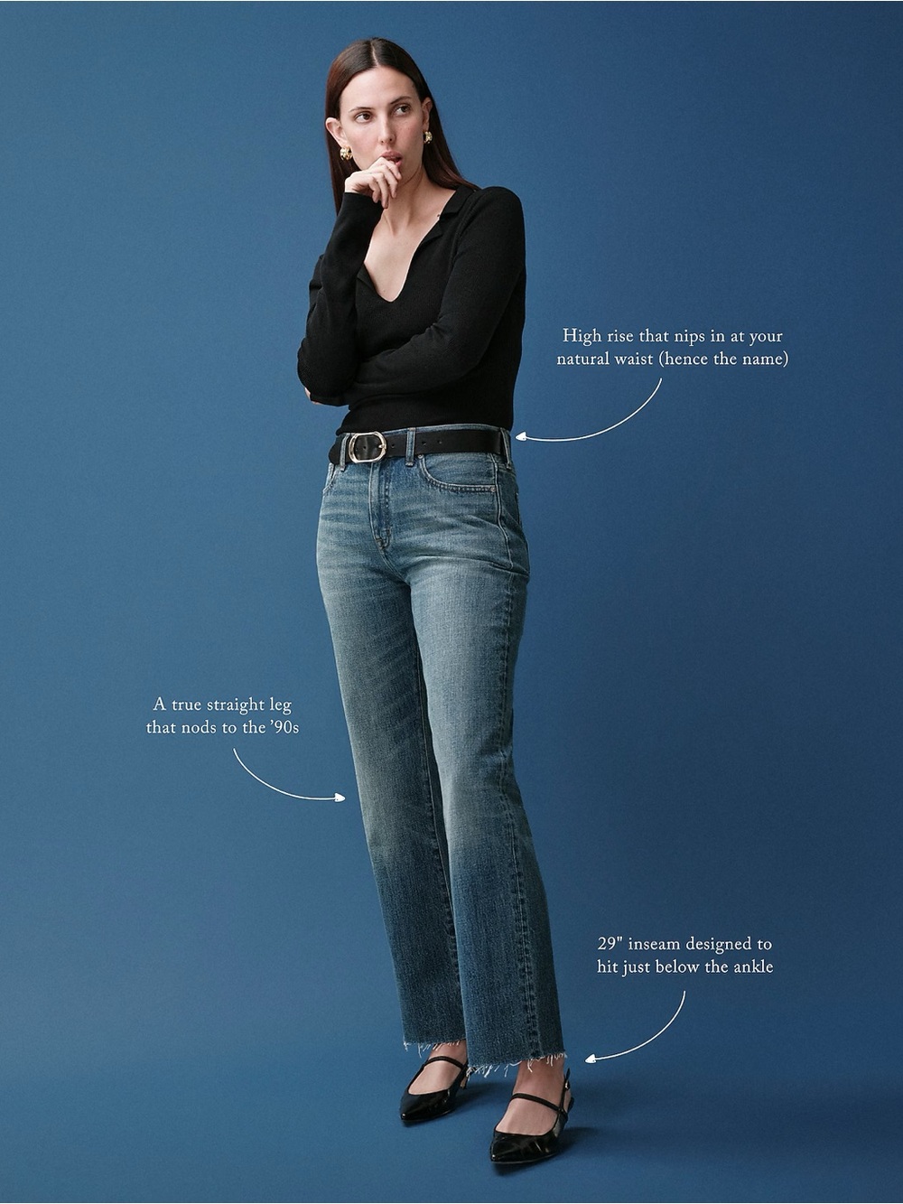 J. Crew High-Rise Straight-Leg Jeans in Medium Blue Wash